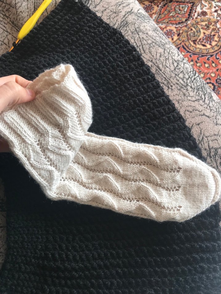 Bej El Örgüsü kadın Çorap patik - Görsel 3