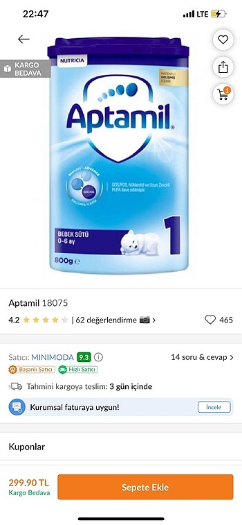 Aptamil bebek maması