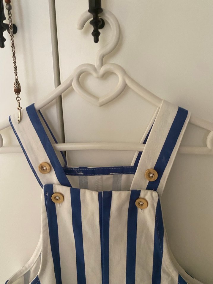 Erkek Bebek Çizgili Şort Salopet - Görsel 4