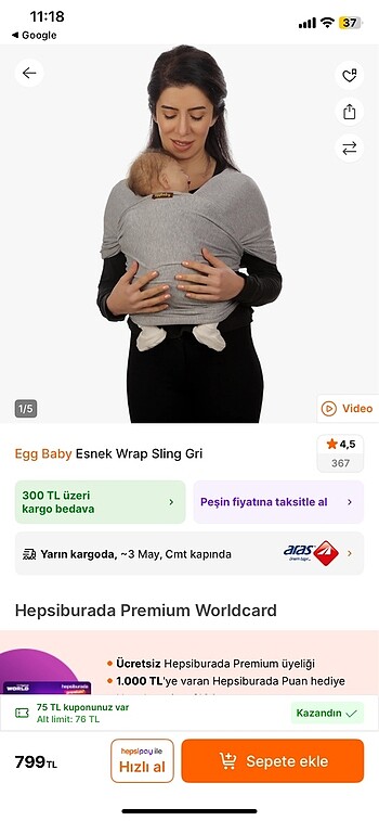 Egg baby sling