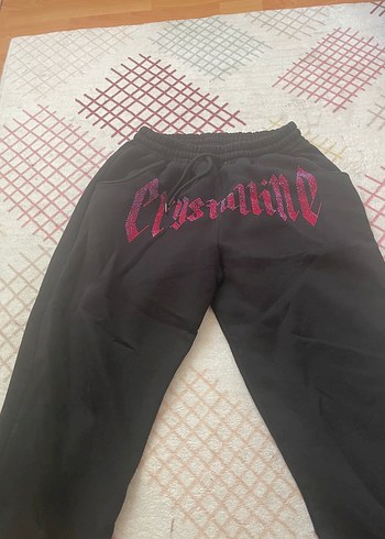 Siyah Payetli Streetwear Kadın Eşofman Altı