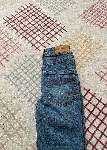 34 Beden Kadın Mavi Bağcıklı Salaş Denim Pantolon