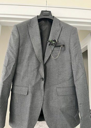 Gri Düğmeli Erkek Takım Elbise Ceket - Görsel 2