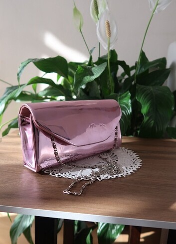 pink mirror abiye çanta 