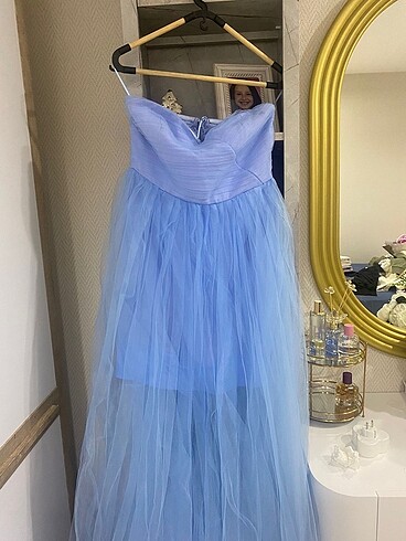 Adil Işık Strapless transparan abiye