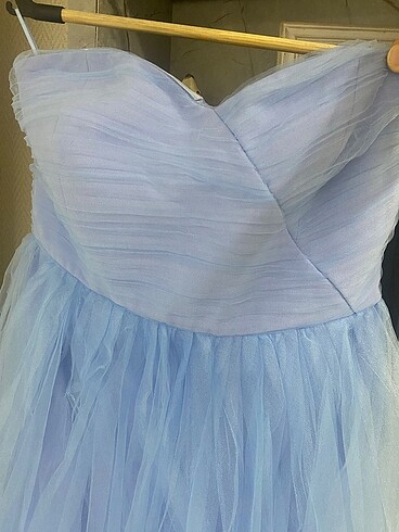 Strapless transparan abiye
