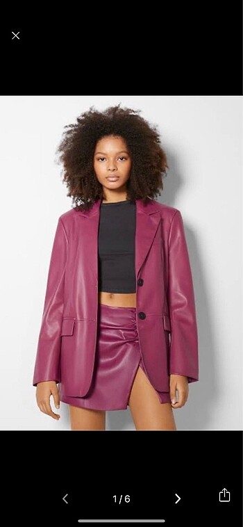 Pembe deri blazer ceket