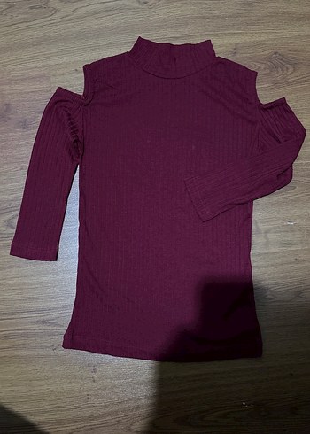 Bordo Kadın Boğazlı Uzun Kollu Triko