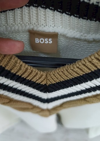 Bosch Boss V Yaka Cizgili Triko Kazak