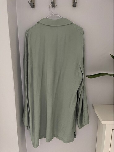 l Beden yeşil Renk Su Yeşili Oversize Gömlek
