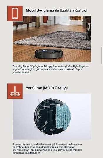  Beden Robot Süpürge Moplu Grundig VCR 9031