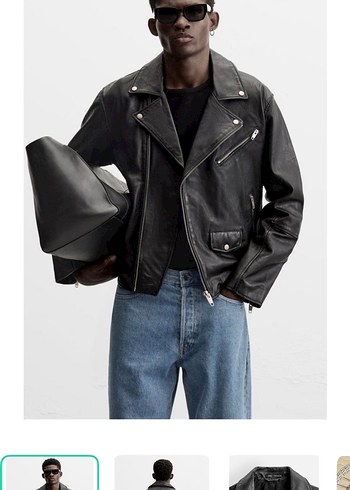 Zara Siyah Deri Biker Ceket