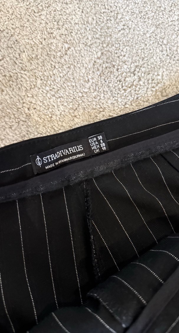 Kadın Siyah Çizgili Pliseli Kumaş Pantolon - Görsel 3