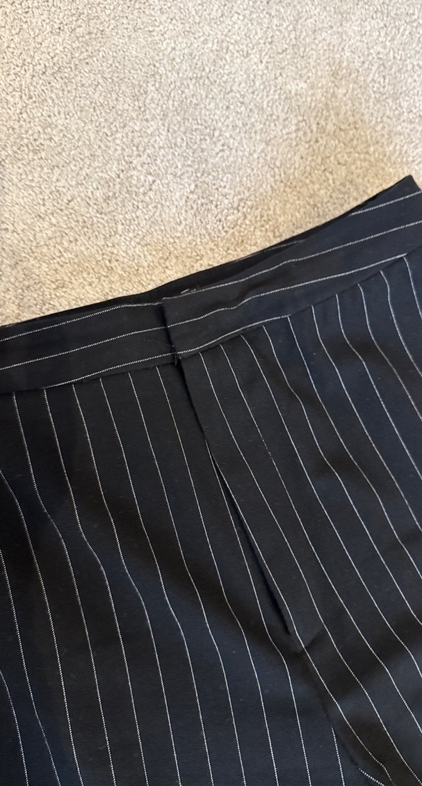 Kadın Siyah Çizgili Pliseli Kumaş Pantolon - Görsel 2