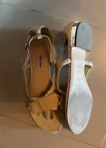 Miu Miu Bej Miu Miu Kadın Dolgu Topuklu Sandalet