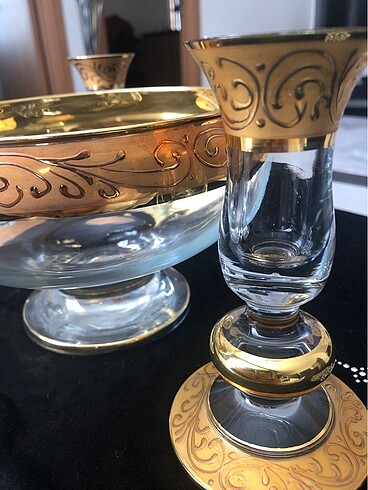 Paşabahçe Paşabahçe Gold detaylı şamdan ve vazo seti