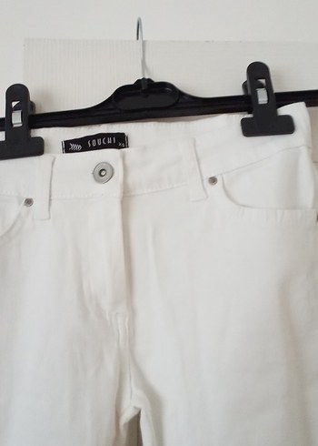 Beyaz Kadın Keten Kemerli Pantolon - Görsel 3