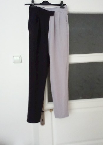Gri Midi Keten Pilili Kadın Pantolon