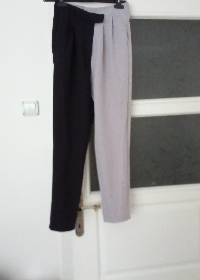 Gri Midi Keten Pilili Kadın Pantolon - Görsel 3