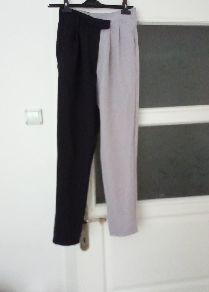 Gri Midi Keten Pilili Kadın Pantolon - Görsel 2