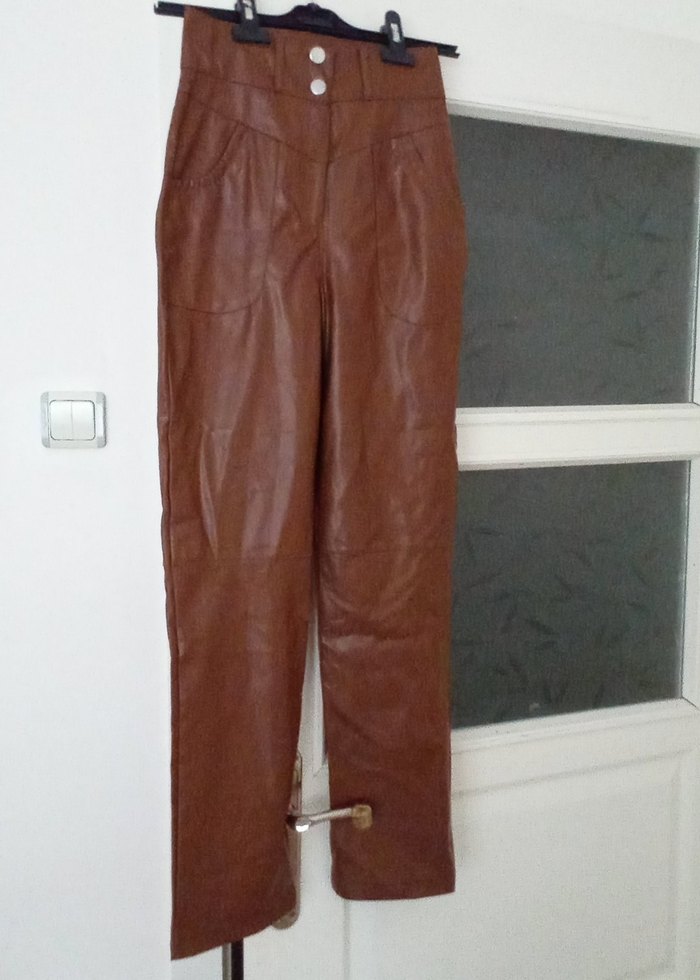 Kahverengi Deri Kemerli Midi Kadın Pantolon - Görsel 2
