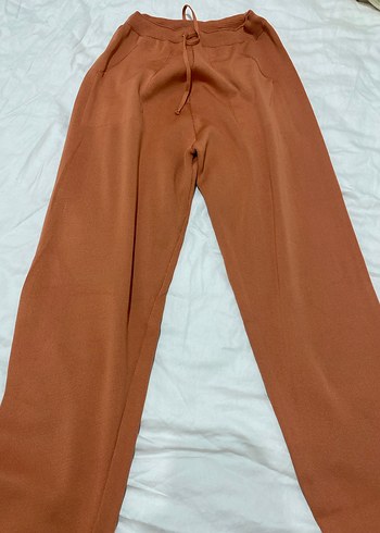 Bej, Midi Boy, Rahat Kesim Kadın Kumaş Pantolon - Görsel 2