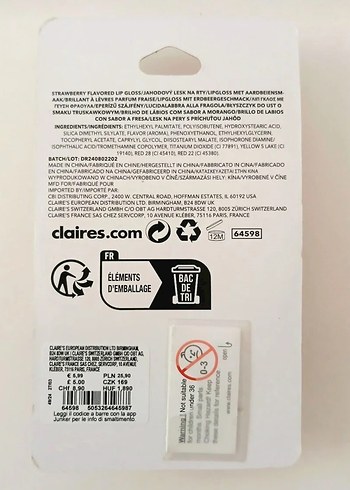 Claire's Çilek Aromalı Lip Gloss - Görsel 2