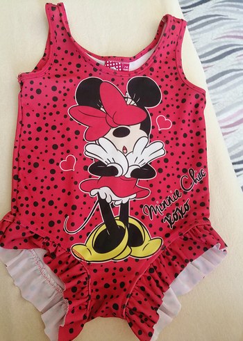 Walt Disney World Kız Çocuk Pembe Minnie Mouse Desenli Mayo