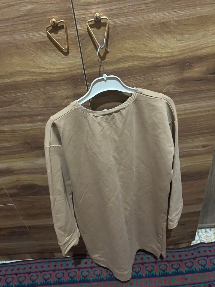 Bej Kısa Kesim Kadın Sweatshirt - Görsel 3