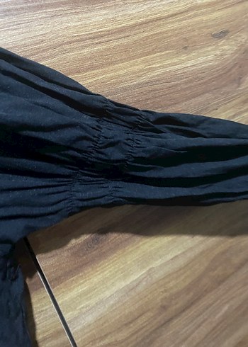 Düğmeli Siyah Keten Kadın Gömlek - Görsel 3