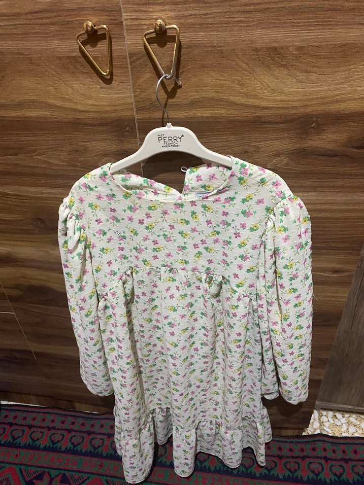 Çiçekli Uzun Kollu Elbise - Görsel 2