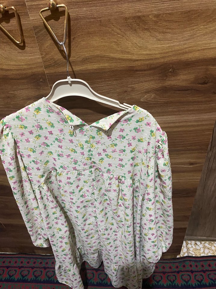 Çiçekli Uzun Kollu Elbise - Görsel 5