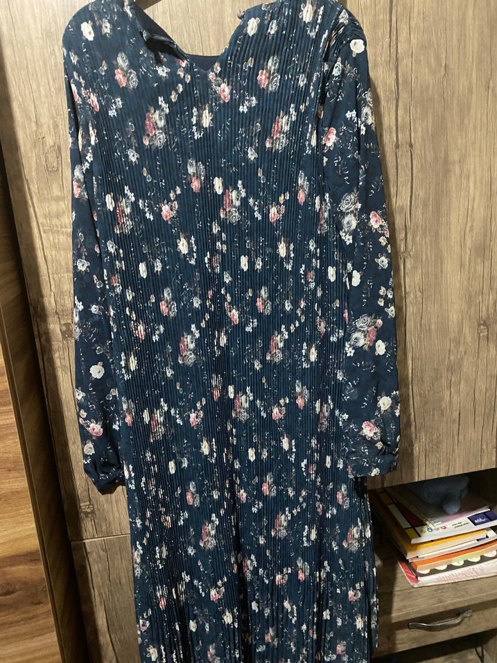 Mavi Piliseli Uzun Kadın Elbise - Görsel 4