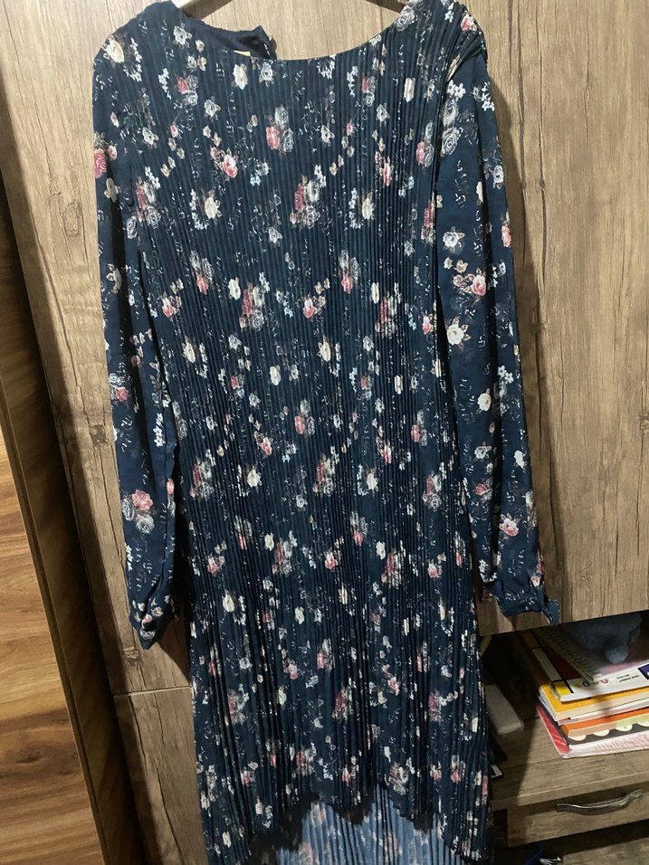 Mavi Piliseli Uzun Kadın Elbise - Görsel 2