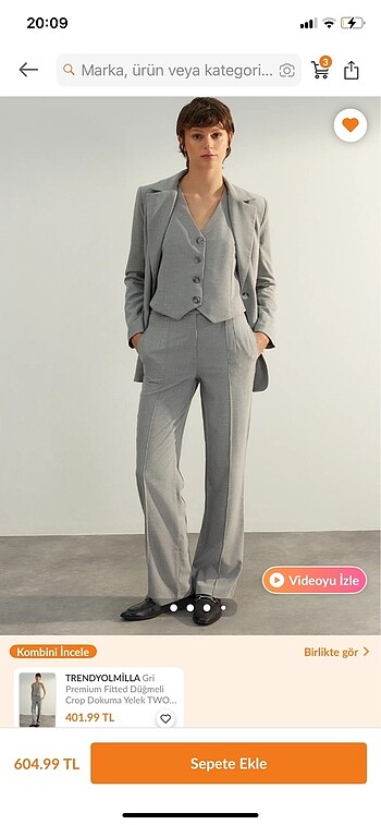 Trendyolmilla gri 32 beden kumaş pantalon