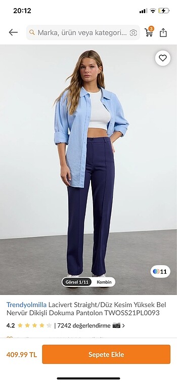 32 beden lacivert trendyolmilla kumaş pantalon