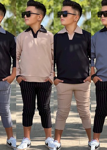 Gri Erkek Çocuk Sweatpant ve Üst Takım