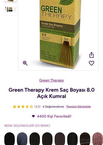 Green Therapy Açık Kumral Krem Saç Boyası 8.0 - Görsel 5