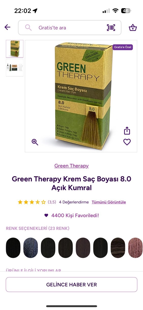 Green Therapy Açık Kumral Krem Saç Boyası 8.0 - Görsel 5