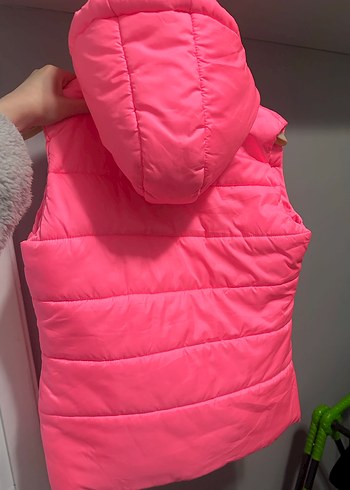 Kız Çocuk Pembe Fermuarlı Yelek - Görsel 8