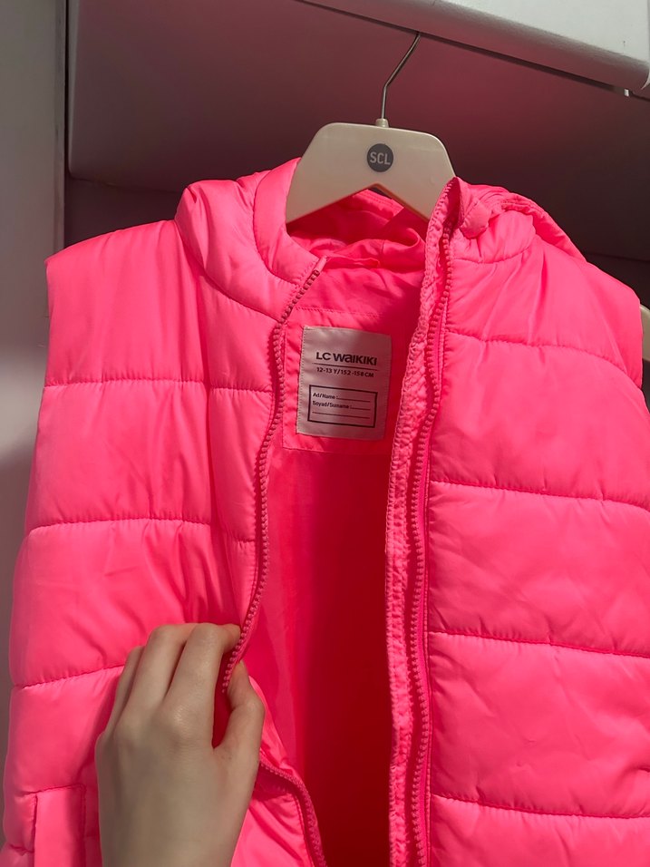 Kız Çocuk Pembe Fermuarlı Yelek - Görsel 3