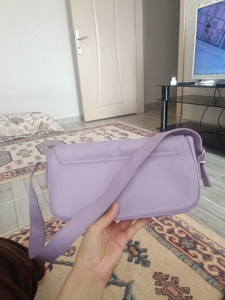 Pastel Mor Deri Kadın Çanta - Görsel 5