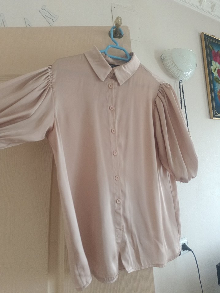 Bej Keten Kadın Gömlek - Görsel 3