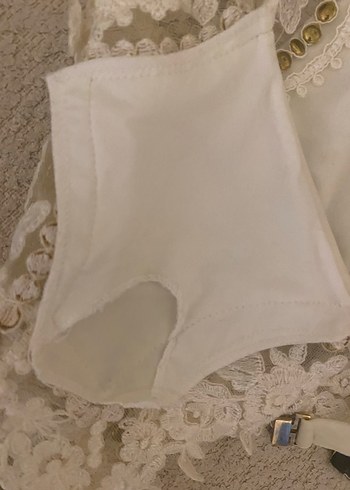 Nakışlı Beyaz Bohem Vintage mayokini - Görsel 11