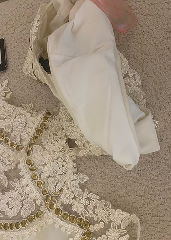 Nakışlı Beyaz Bohem Vintage mayokini - Görsel 7