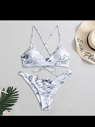 Shein mermer desenli bikini