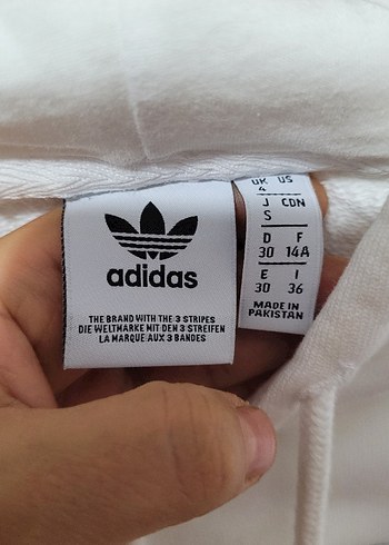 Orjinal Adidas XS beden, Beyaz Kapüşonlu Spor Sweatshirt - Görsel 3