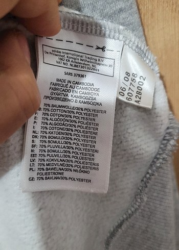 Orjinal,Adidas Gri Kadın Kapüşonlu Sweatshirt. - Görsel 3
