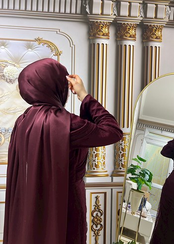 Bordo İşlemeli Uzun Kadın abiye - Görsel 2