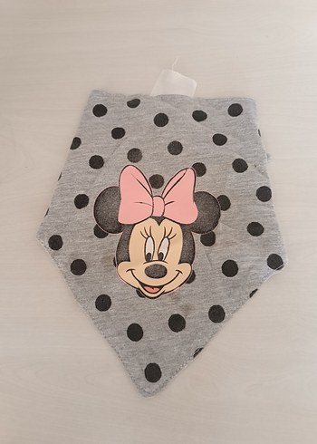 Minnie Mouse Baskılı Gri Bebek Önlüğü - Görsel 2